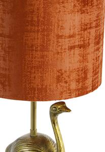 Lampă de masă vintage, nuanță de țesătură aurie roșie - Strut