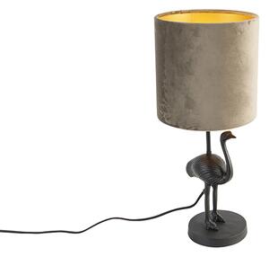 Lampă de masă vintage abajur din țesătură neagră taupe 20 cm - Strut
