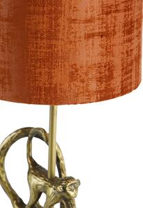 Lampă de masă de epocă aurie cu nuanță de țesătură roșie - Aap Unge