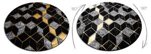 Modern GLOSS covor cerc 400B 86 stilat, glamour, art deco, 3D geometric negru / aur