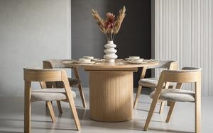 Set lemn masiv Dining Miami I Masa Rotunda + 4 Scaune