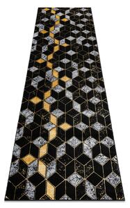 Modern GLOSS covor, traversa 400B 86 stilat, glamour, art deco, 3D geometric negru / aur