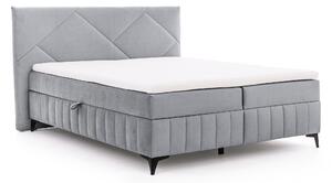 Pat boxspring Wasil 160x200 cu spațiu de depozitare - catifea cenușie hidrofobă Element 24