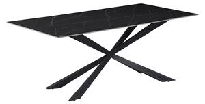 Masa Bucatarie/Dining Coralys Blat Piatra Sinterizata Finisaj Marmura Neagra 180x90 Cm