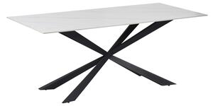 Masa Bucatarie/Dining Coralys Blat Piatra Sinterizata Finisaj Marmura Alb 180x90 Cm