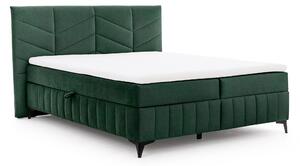 Pat boxspring Penia 160x200 cu spațiu de depozitare - catifea verde hidrofobă Element 12