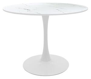 Masa Bucatarie/Dining Brox Rotunda MDF Finisaj Marmura Alba Diametru 120 Cm