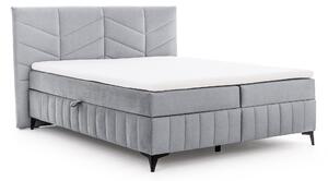 Pat boxspring Penia 160x200 cu spațiu de depozitare - catifea cenușie hidrofobă Element 24