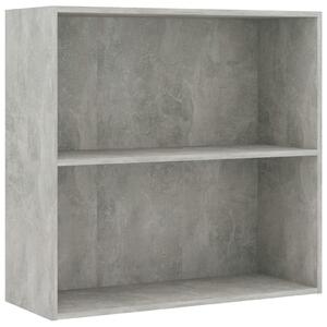 Bibliotecă cu 2 rafturi, gri beton, 80 x 30 x 76,5 cm, PAL