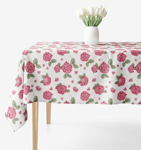 Goldea față de masă decorativă loneta - flori de hortensie roz 80 x 80 cm