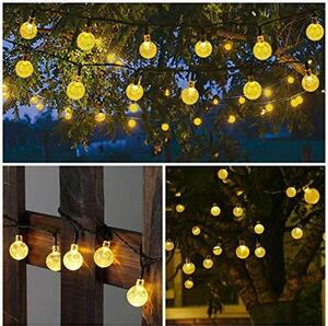 Instalatie solara LED 50 globulete, Alb cald