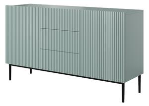 Comodă Nicole 150 cm cu trei sertare - MDF salvie / picioare negre