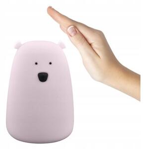 Lampă LED RGB pentru copii BEAR, tactilă, 0,8W, 5V, roz + USB