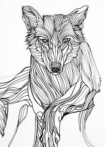 Ilustrație Lines art Wolf, Justyna Jaszke