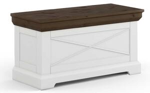 Băncuță lemn masiv nuc cu Ladă Iris II Alb/, 95 × 42 × 50 cm