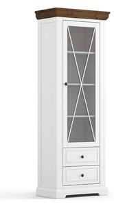 Vitrină lemn masiv nuc Iris Alb/, 79 × 42 × 214 cm