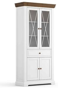 Vitrină lemn masiv nuc Iris Alb/, 95 × 41 × 200 cm