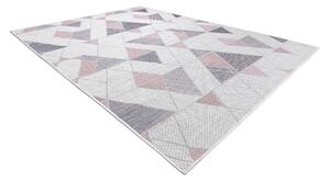 Covor SISAL SION Geometric, triunghiurile 3006 țesute plate ecru / roz
