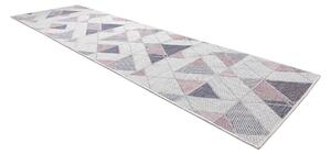 Covor, traversa SISAL SION Geometric, triunghiurile 3006 țesute plate ecru / roz