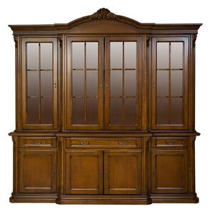 Bufet lemn masiv Briston cu Vitrină 4 Uși, 229.5 × 56.5 × 230 cm