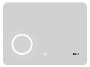 Oglindă lemn masiv cu Ceas Iluminare LED si Lupa Touch 80x60cm / 100x70cm - 80x60cm