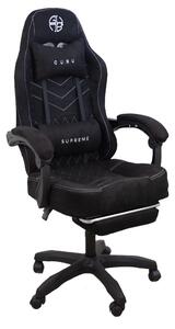 Guru Supreme GS2-W-L, scaun de gaming, elegant, ergonomic, rotativ, cu suport picioare, negru/alb
