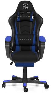 Guru Master GM2-B-L, scaun de gaming, elegant, ergonomic, rotativ, cu suport picioare, negru/albastru