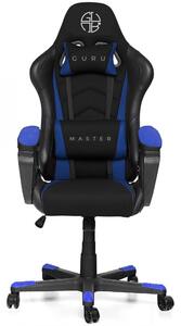 Scaun de gaming, Guru Master GM2-B, elegant, ergonomic, rotativ, negru/albastru