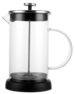 Ceainic infuzor modern Pufo Tea din sticla borosilicata cu maner si sita de tip presa franceza, 600 ml