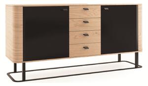 Comodă lemn masiv natur Galen II Negru-, 190,6 × 40,2 × 89,6 cm