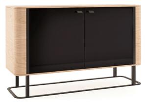 Comodă lemn masiv natur Galen I Negru-, 150,8 × 40,2 × 89,6 cm