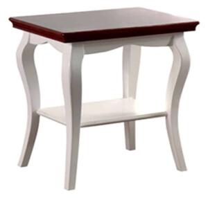 Masă lemn masiv nuc Noptieră Milan Alb-, 50 × 35 × 49 cm