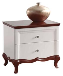 Noptieră lemn masiv nuc Milan Alb-, 64 × 46,5 × 59 cm