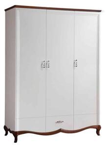 Dulap lemn masiv nuc Milan 3 Uși Alb-, 164,2 × 62,5 × 209,5 cm