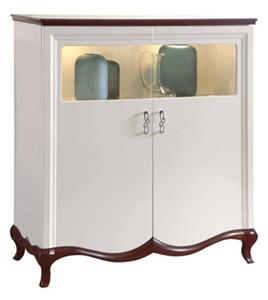 Bufet lemn masiv nuc Milan I Alb-, 114 × 46,5 × 123 cm
