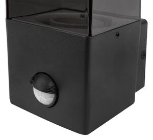 Aplica de perete pentru exterior cu senzor, 1xE27/40W/230V, IP44, negru/fumuriu
