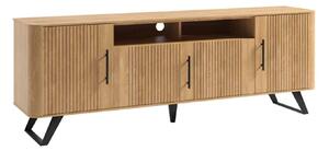 Comodă TV lemn masiv natur Santiago II -Negru, 184,8 × 39,7 × 65 cm