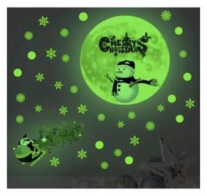 Autocolate decorative de Craciun pentru ferestre, fluoresecente, 35x19,5cm, verde