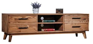 Comodă TV lemn masiv Timeless 4 Sertare 2 Nișe Whisky, 146 × 40 × 48 cm