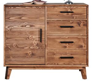 Comodă lemn masiv Timeless 4 Sertare 1 Ușă Whisky, 98 × 45 × 85 cm