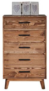 Comodă lemn masiv Timeless 5 Sertare Whisky, 60 × 40 × 100 cm