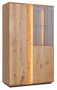 Vitrină lemn masiv Joasă Aurora Iluminată Stejar, 85 × 37 × 140 cm