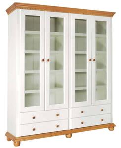 Bibliotecă lemn masiv natur Dublă Celia Alb/, 180 × 45 × 203 cm