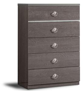 Comodă lemn masiv gri Tabacco Lucios, 83 × 43 × 121 cm