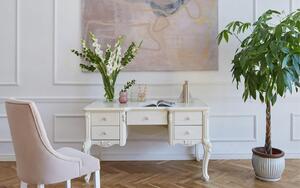 Birou lemn masiv alb Paris, 140 × 80 × 78 cm