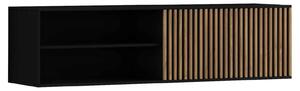 Comodă TV lemn masiv Suspendată Sia Negru, 150 × 40 × 40 cm