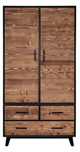 Dulap lemn masiv Timeless 3 Sertare 2 Uși Negru, 100 × 55 × 200 cm