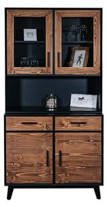 Bufet lemn masiv Timeless 2 Corpuri 2 Sertare 4 Uși 98x45/35x190 cm Negru