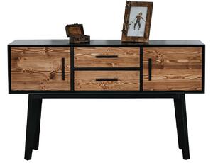 Consolă lemn masiv Timeless 2 Sertare 2 Uși Negru, 138 × 38 × 80 cm