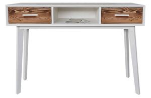 Consolă lemn masiv alb Timeless 2 Sertare 1 Nișă, 138 × 38 × 80 cm